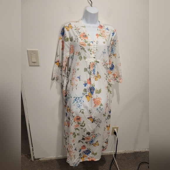 Cuddledown Other - Cuddle Down Size M Cotton Floral/butterflies Breathable Nightgown Pockets